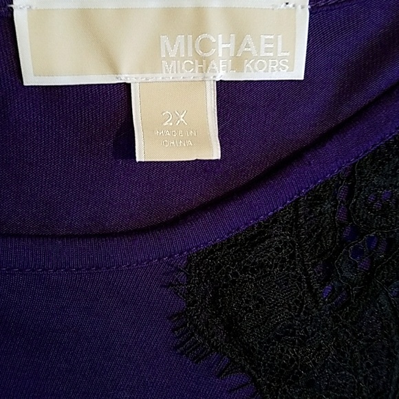 Michael Kors purple shirt with black lace - Picture 4 of 5
